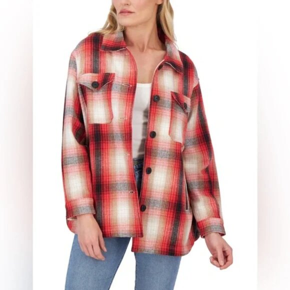 NWT $179 Lucky Brand Lucky Flannel Shacket Large Pockets Plaid Shirt Jacket NEW - Picture 1 of 3